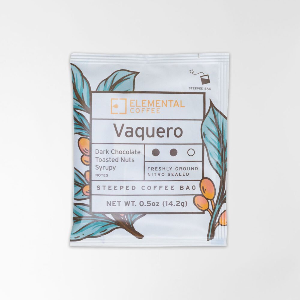 Elemental Coffee Vaquero in a steeped tea bag