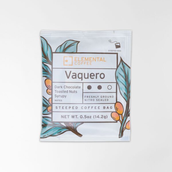 Elemental Coffee Vaquero in a steeped tea bag